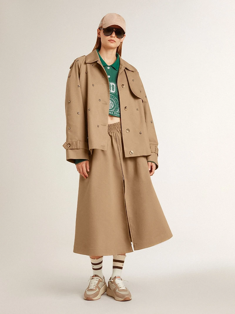 Women's oversized trench coat with crystals