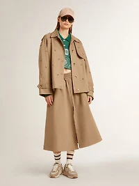 Women's oversized trench coat with crystals