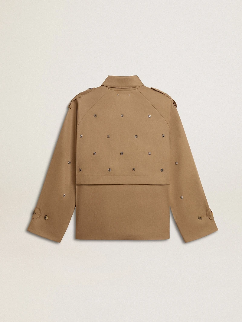 Women's oversized trench coat with crystals