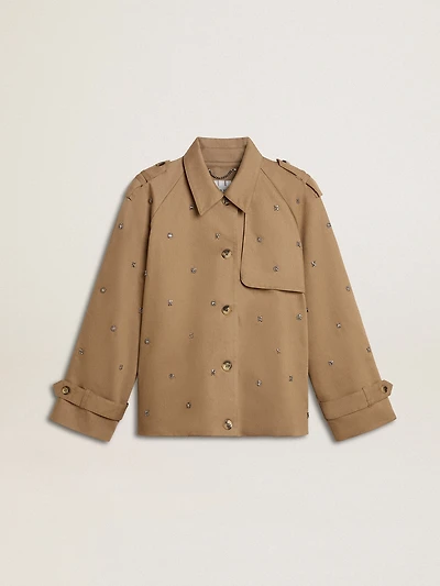 Women's oversized trench coat with crystals