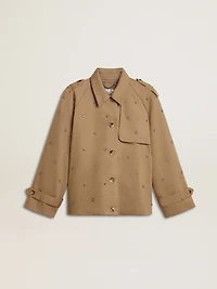 Women's oversized trench coat with crystals