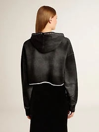 Gray cropped sweatshirt with a lived-in effect
