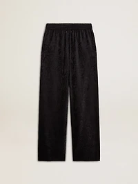 Women's black joggers with a tone-on-tone toile de jouy print
