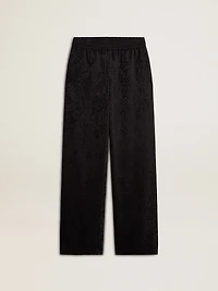 Women's black joggers with a tone-on-tone toile de jouy print