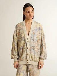 Women’s cardigan with floral print and embroidery