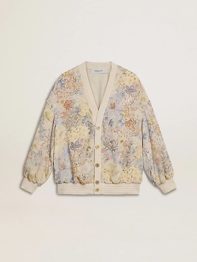 Women’s cardigan with floral print and embroidery