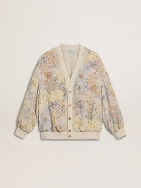 Women’s cardigan with floral print and embroidery