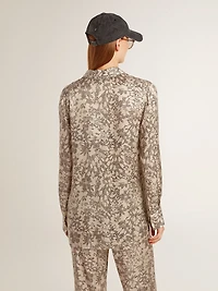 Women's silk blend pajama shirt with a floral print