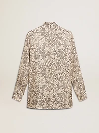 Women's silk blend pajama shirt with a floral print