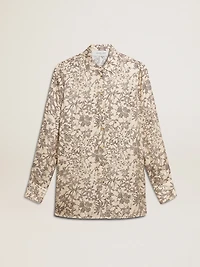 Women's silk blend pajama shirt with a floral print