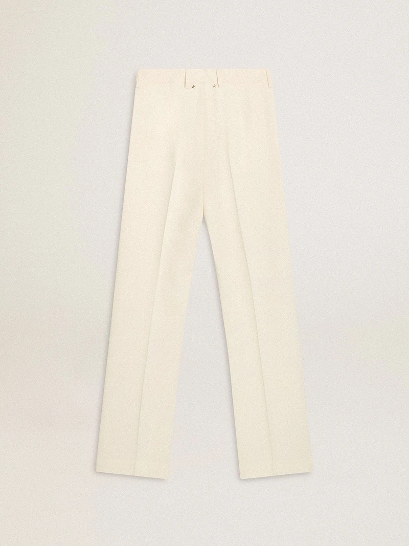 Women's loose pants worn-white tailored fabric