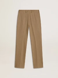 Women's trousers a sand-colored herringbone linen blend