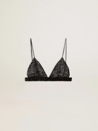 Women's black crochet top with crystals
