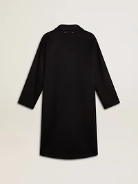 Women's single-breasted black cocoon coat