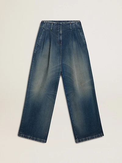 Women’s wide-leg medium wash CNY jeans