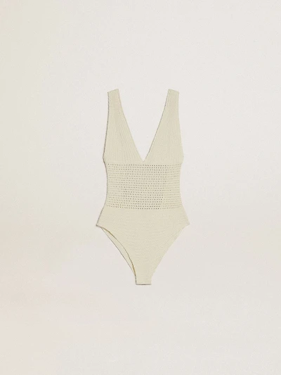 Women's crochet bodysuit white cotton