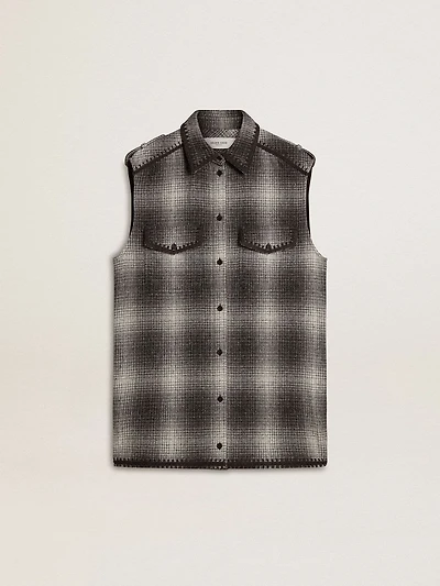 Women's dark gray wool-blend shirt dress