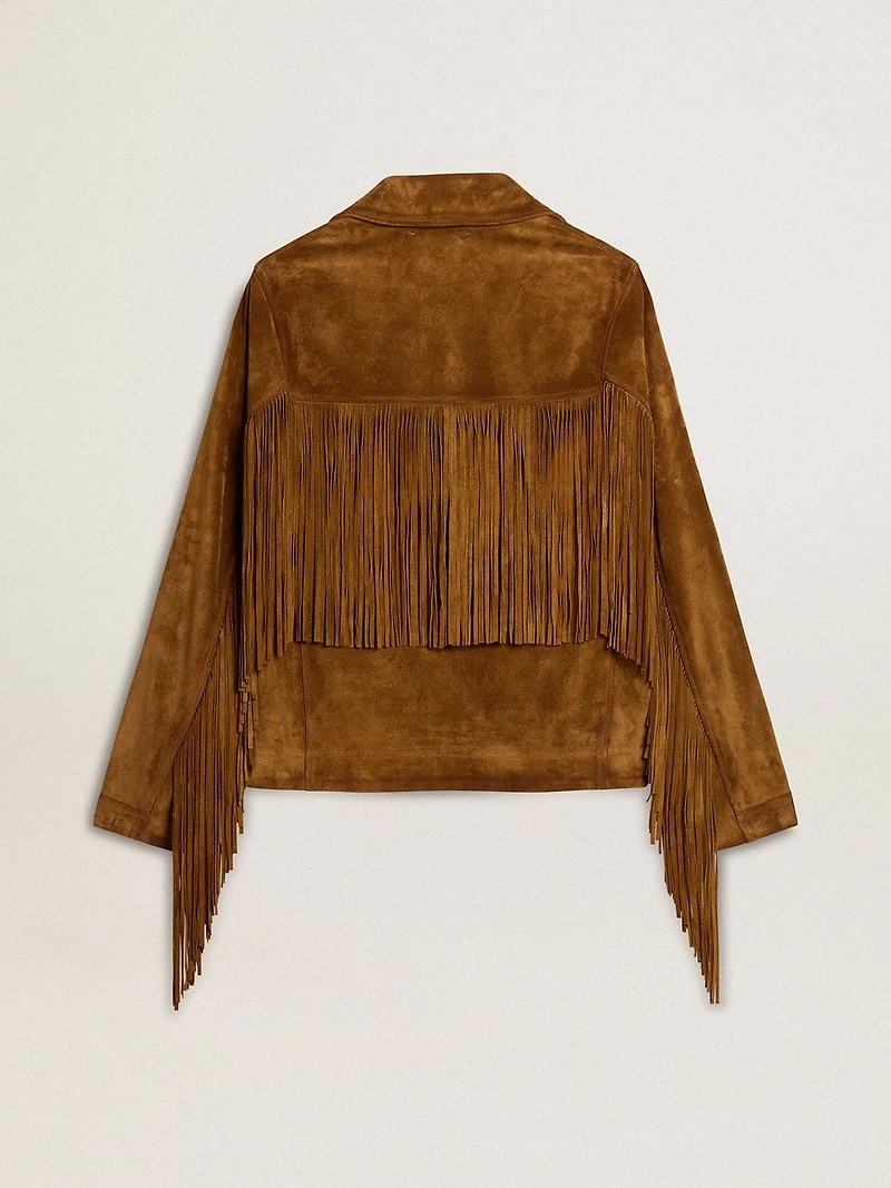 Women’s tobacco-colored suede jacket women with fringes