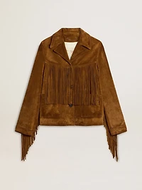 Women’s tobacco-colored suede jacket women with fringes