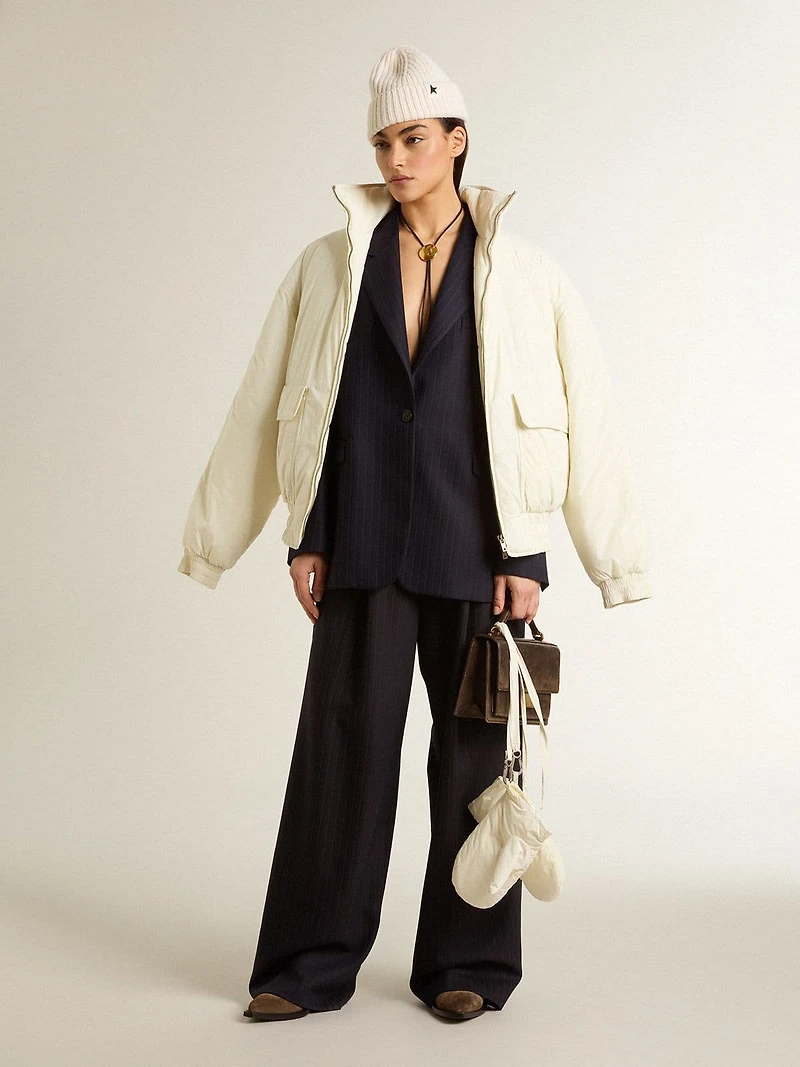 Women's midnight blue wool single-breasted blazer