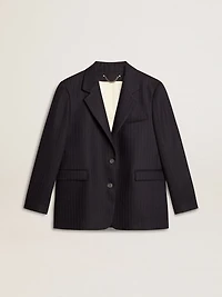 Women's midnight blue wool single-breasted blazer