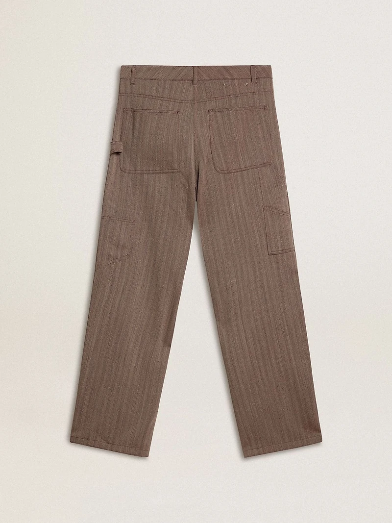 Women’s wool blend pants light brown micro chevron