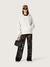 Women's tulle pants with floral embroidery black sequins