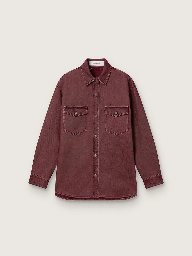 Women's shirt burgundy denim