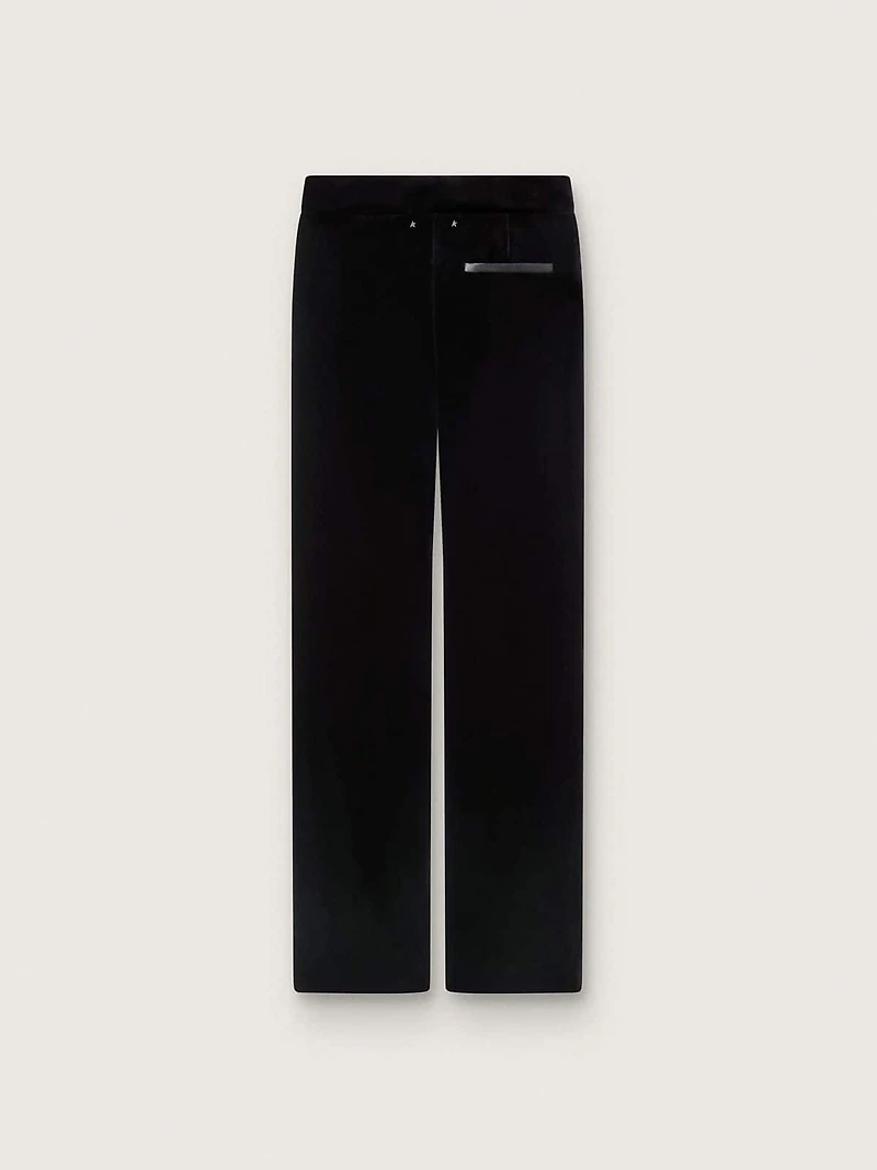 Women's slim-fit flared pants black cotton velvet
