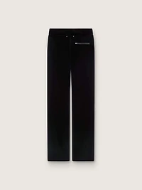 Women's slim-fit flared pants black cotton velvet