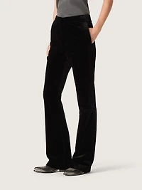 Women's slim-fit flared pants black cotton velvet