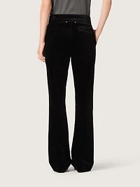 Women's slim-fit flared pants black cotton velvet