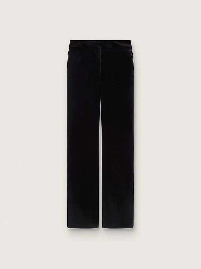 Women's slim-fit flared pants black cotton velvet