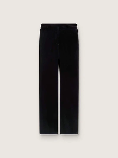 Women's slim-fit flared pants black cotton velvet
