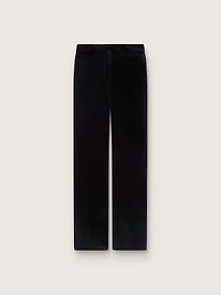 Women's slim-fit flared pants black cotton velvet