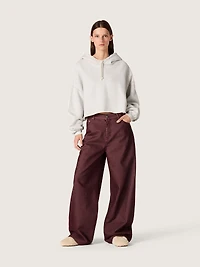 Star women’s cropped hooded sweatshirt gray melange cotton