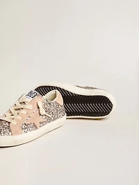 Young Super-Star in glitter with suede star and heel tab