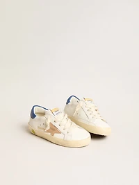 Young Super-Star nappa leather with a beige star and blue heel tab