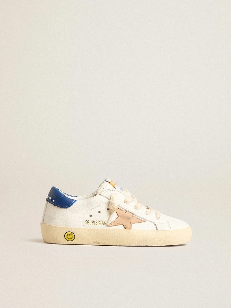 Young Super-Star nappa leather with a beige star and blue heel tab