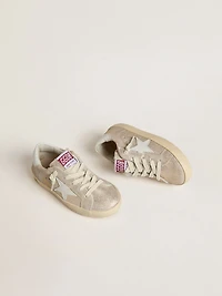 Young Super-Star sand-colored laminated-effect suede with white leather star
