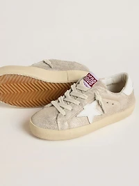 Young Super-Star sand-colored laminated-effect suede with white leather star