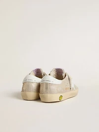 Young Super-Star sand-colored laminated-effect suede with white leather star