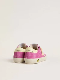 Young Super-Star pink suede with light yellow star and heel tab
