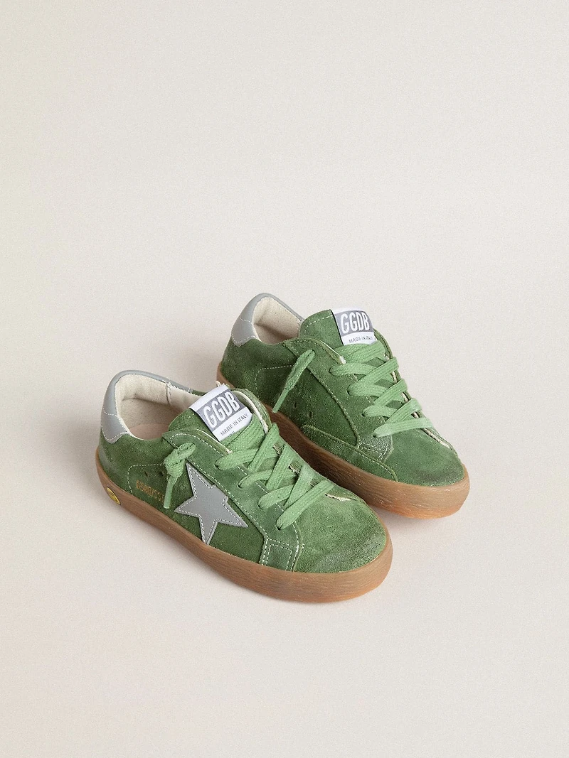 Young Super-Star green suede with baby blue star and heel tab