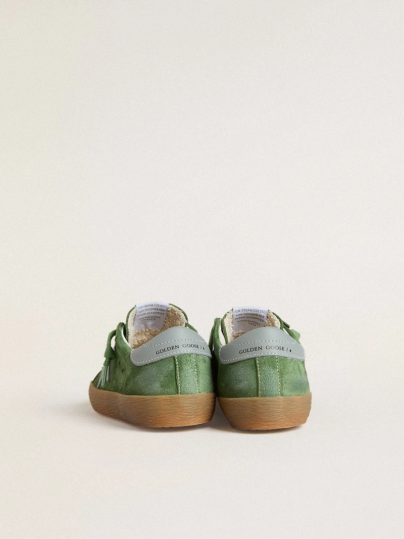 Young Super-Star green suede with baby blue star and heel tab