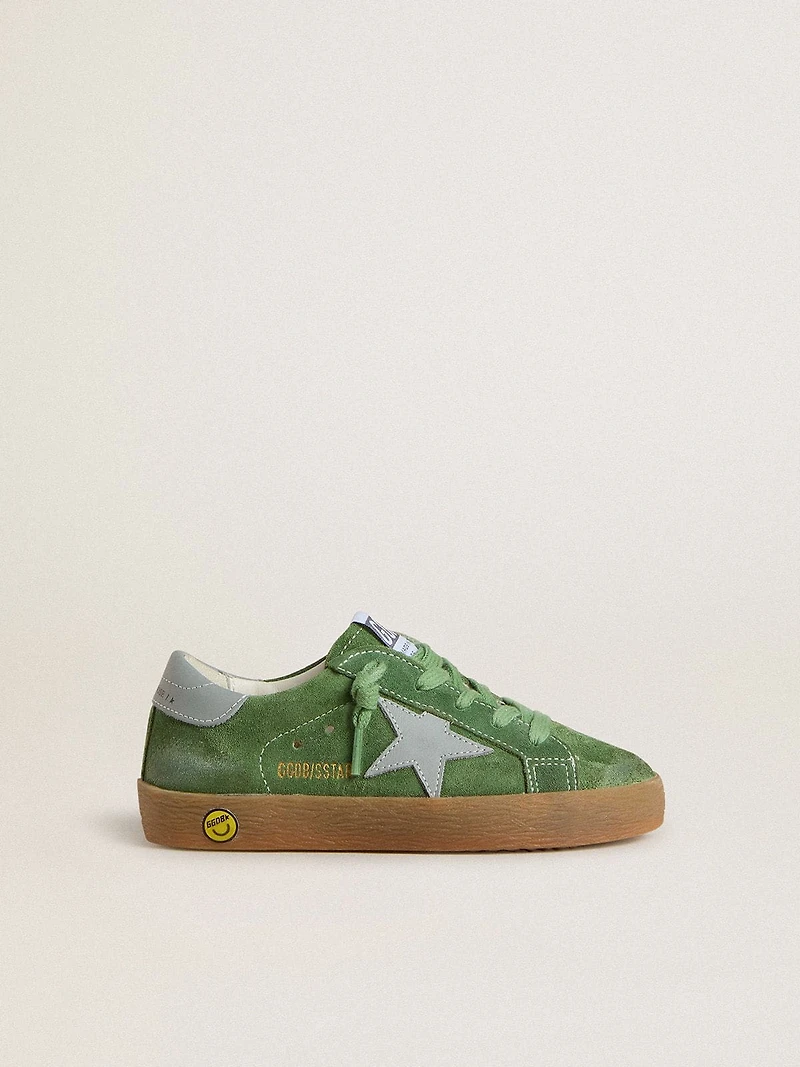 Young Super-Star green suede with baby blue star and heel tab