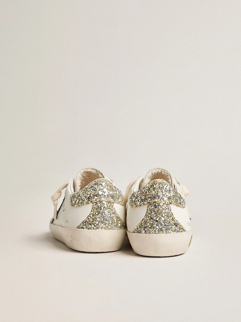 Young Super-Star in leather with glitter star and heel tab