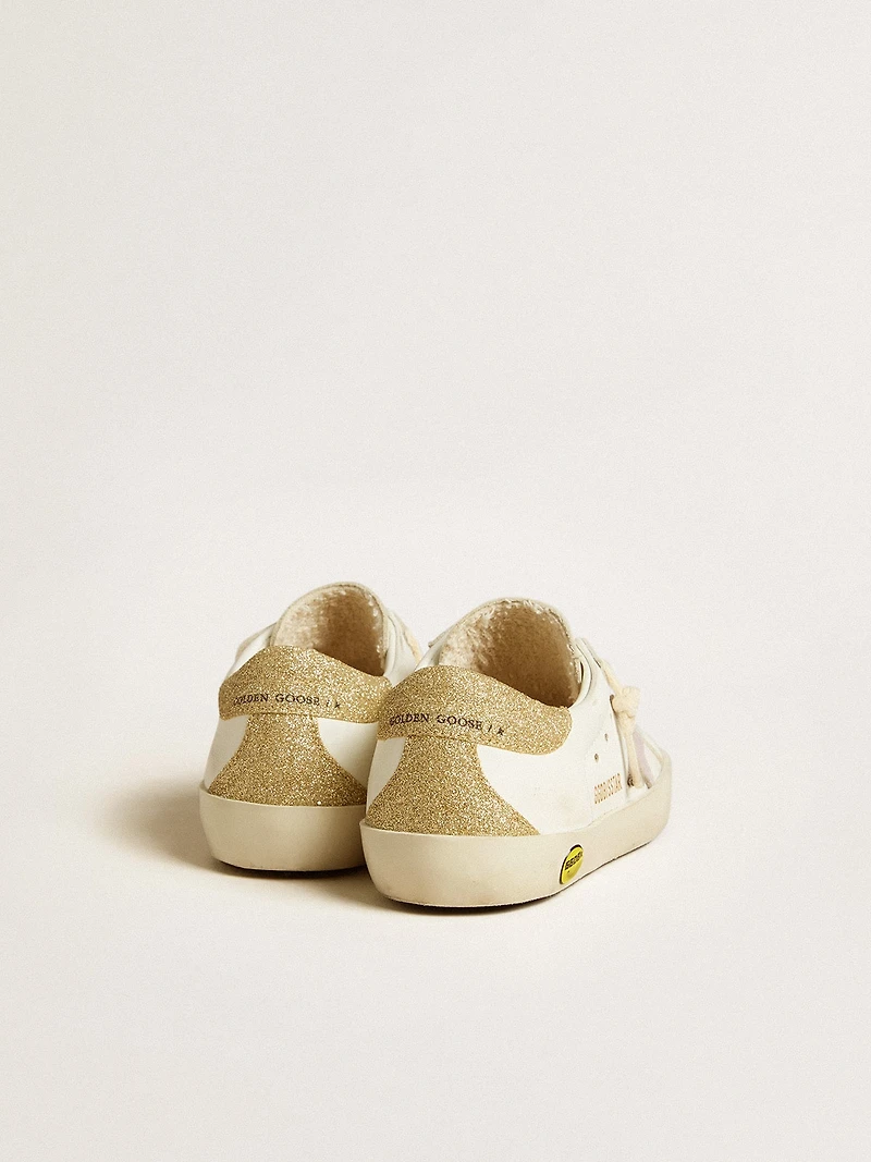 Super-Star Young with lilac leather star and glitter heel tab