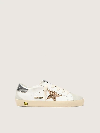 Young Super-Star with gold glitter star and silver metallic leather heel tab