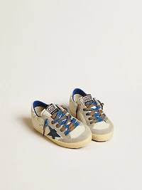 Super-Star Young with blue leather star and ice-gray suede inserts